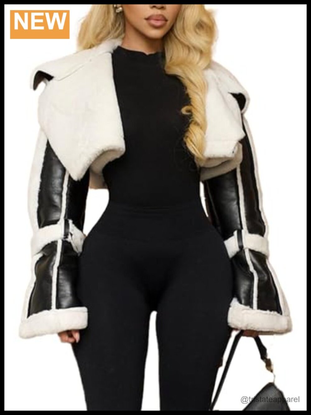 Women's Cropped Faux Leather Jacket Fleece Lined Bomber Coat